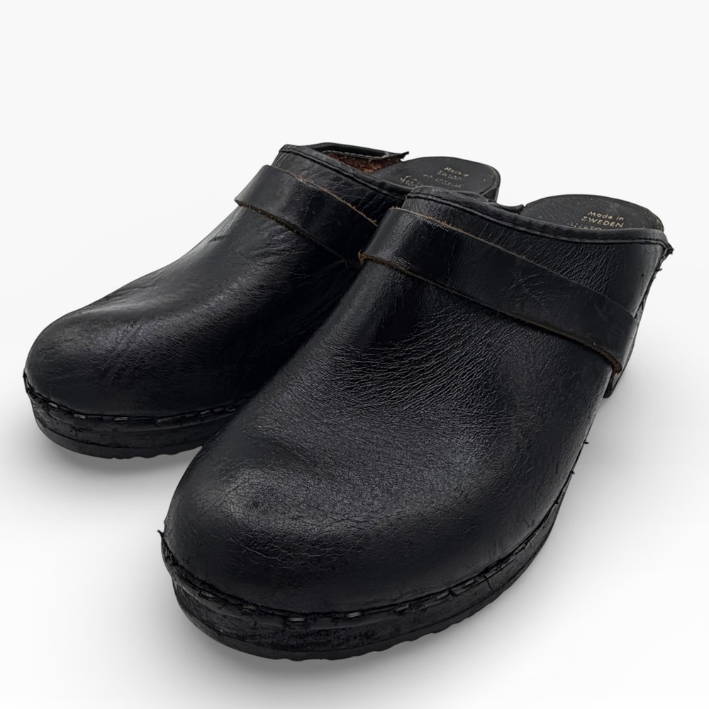 Sandgrens Black Leather Clogs - Made in Sweden - Size 36/ US 5.5